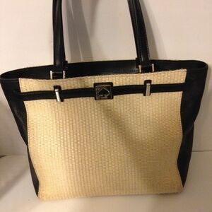 Kate spade wicker and black leather tote